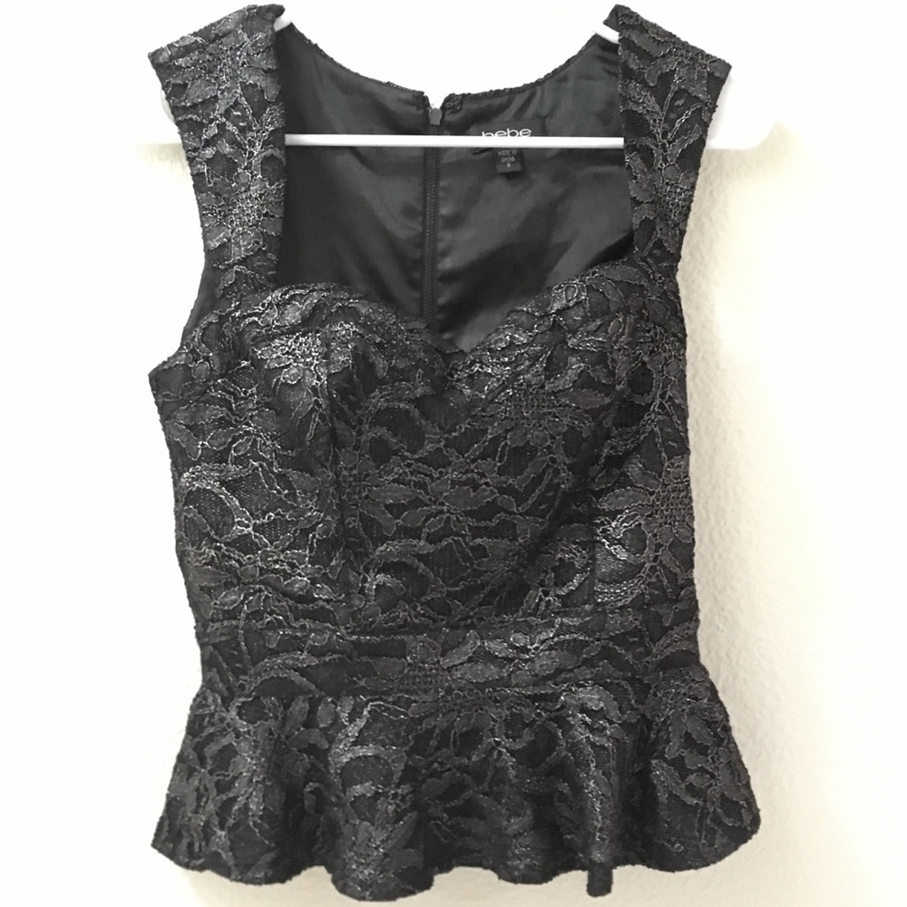 Bebe Sexy Black Peplum Top